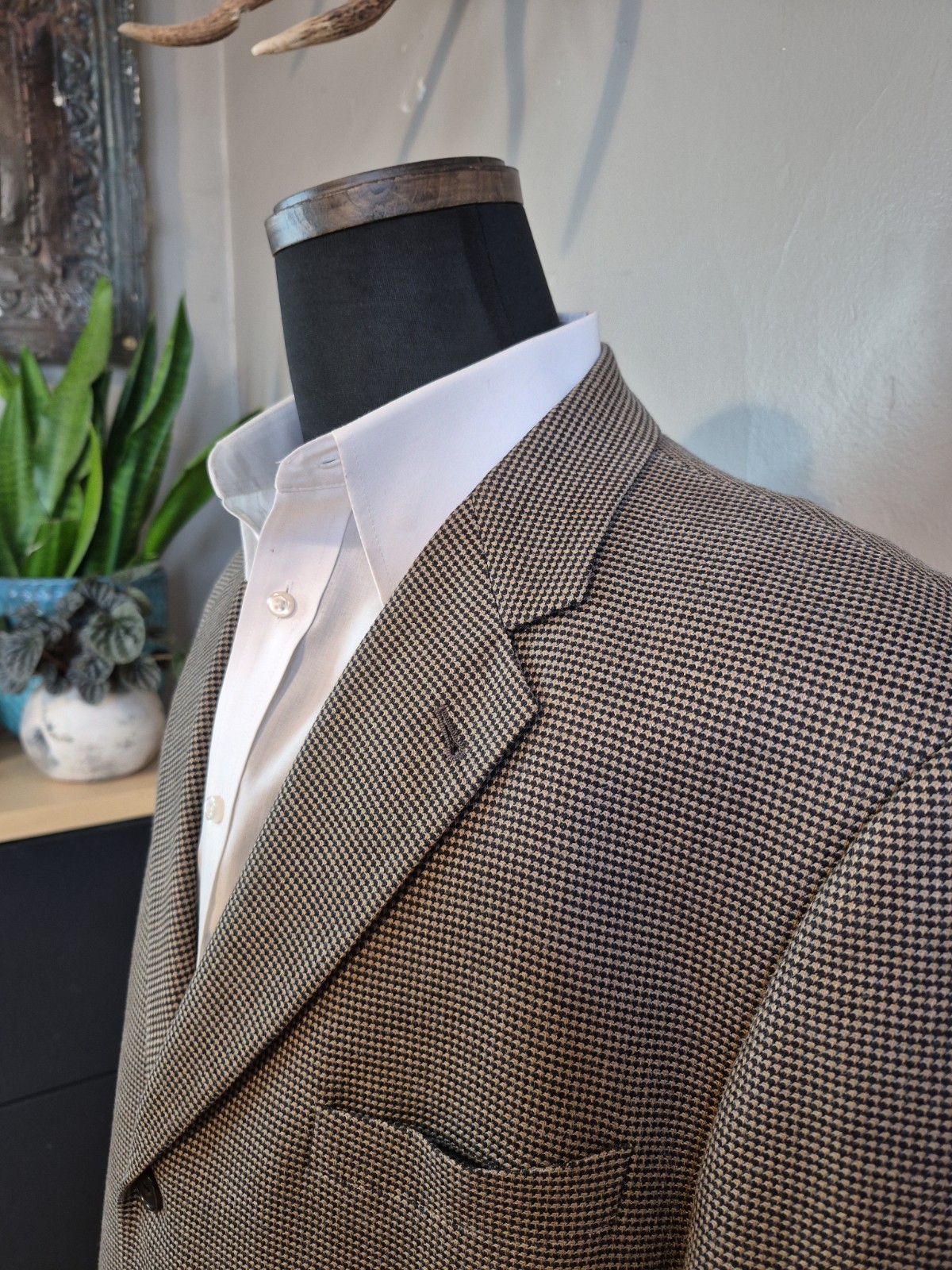 🇺🇸 Joseph Abboud Mens Wool Sports Coat 44R Brown Multi USA 3 Button