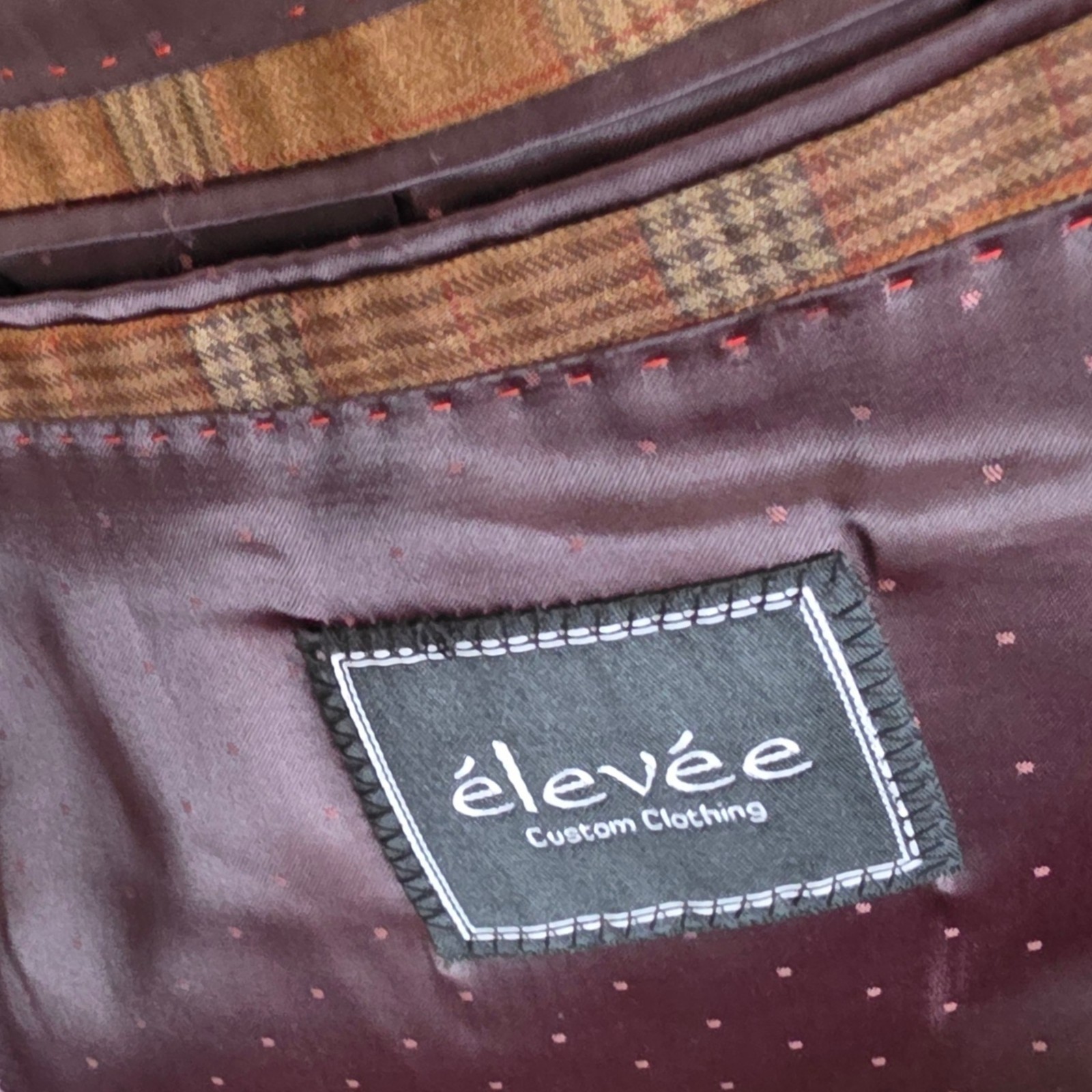 Bespoke Plaid Blazer 46r Full Canvas Working Cuff Patch Pocket Dual Vent