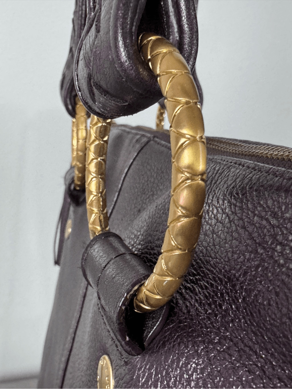 Elliott Lucca Brown Sheen 100% Leather Tote Shoulder Bag