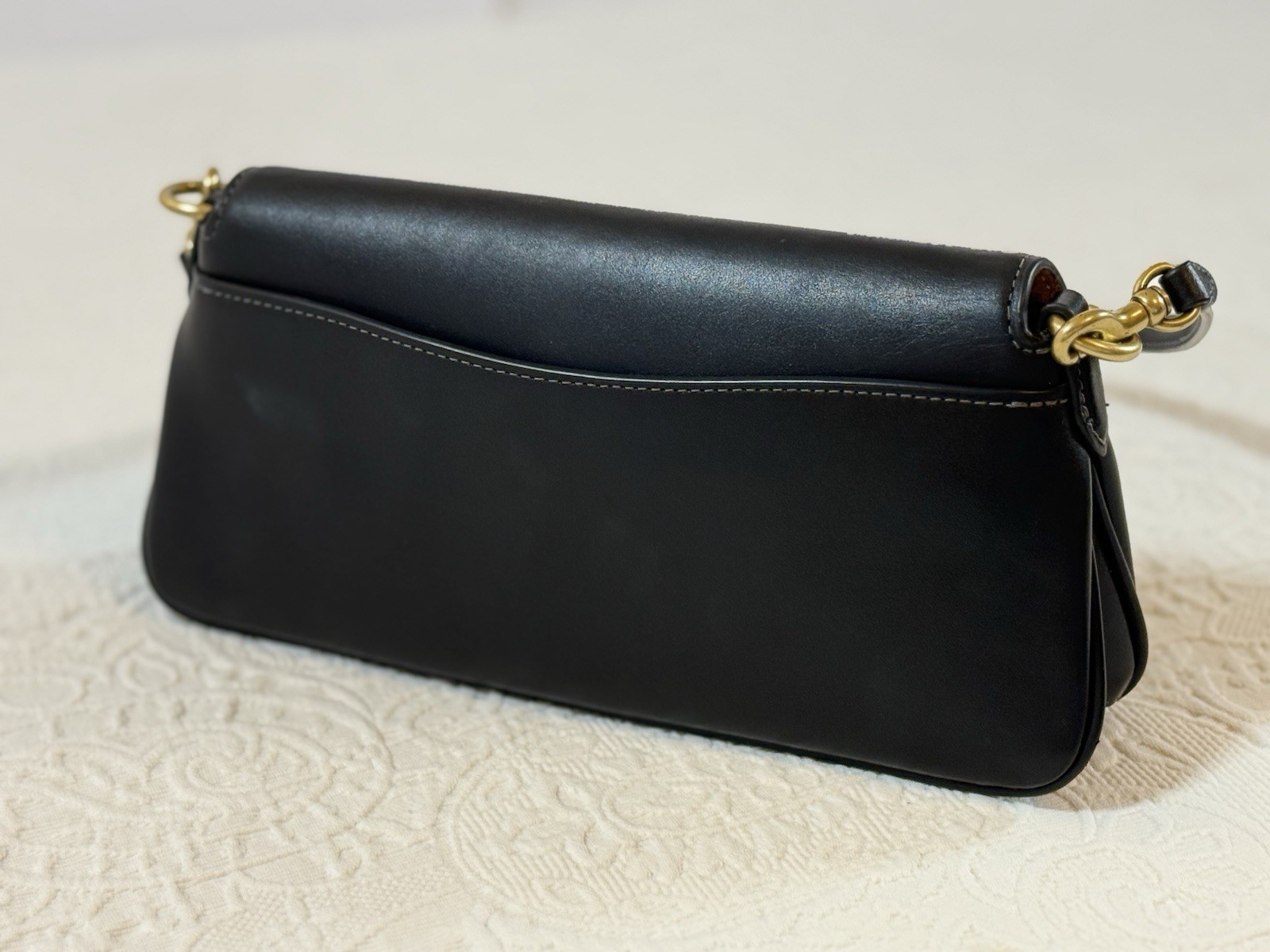 EUC Coach CAM16 Jet Tabby Shoulder Bag In Soft Black Leather
