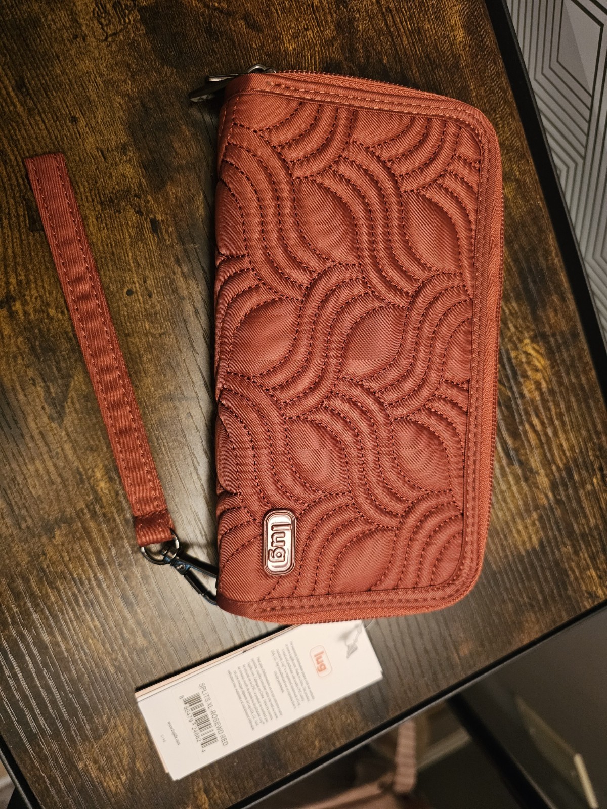 Lug splits xl rosewood red Quilted Zip-Around Wristlet Wallet