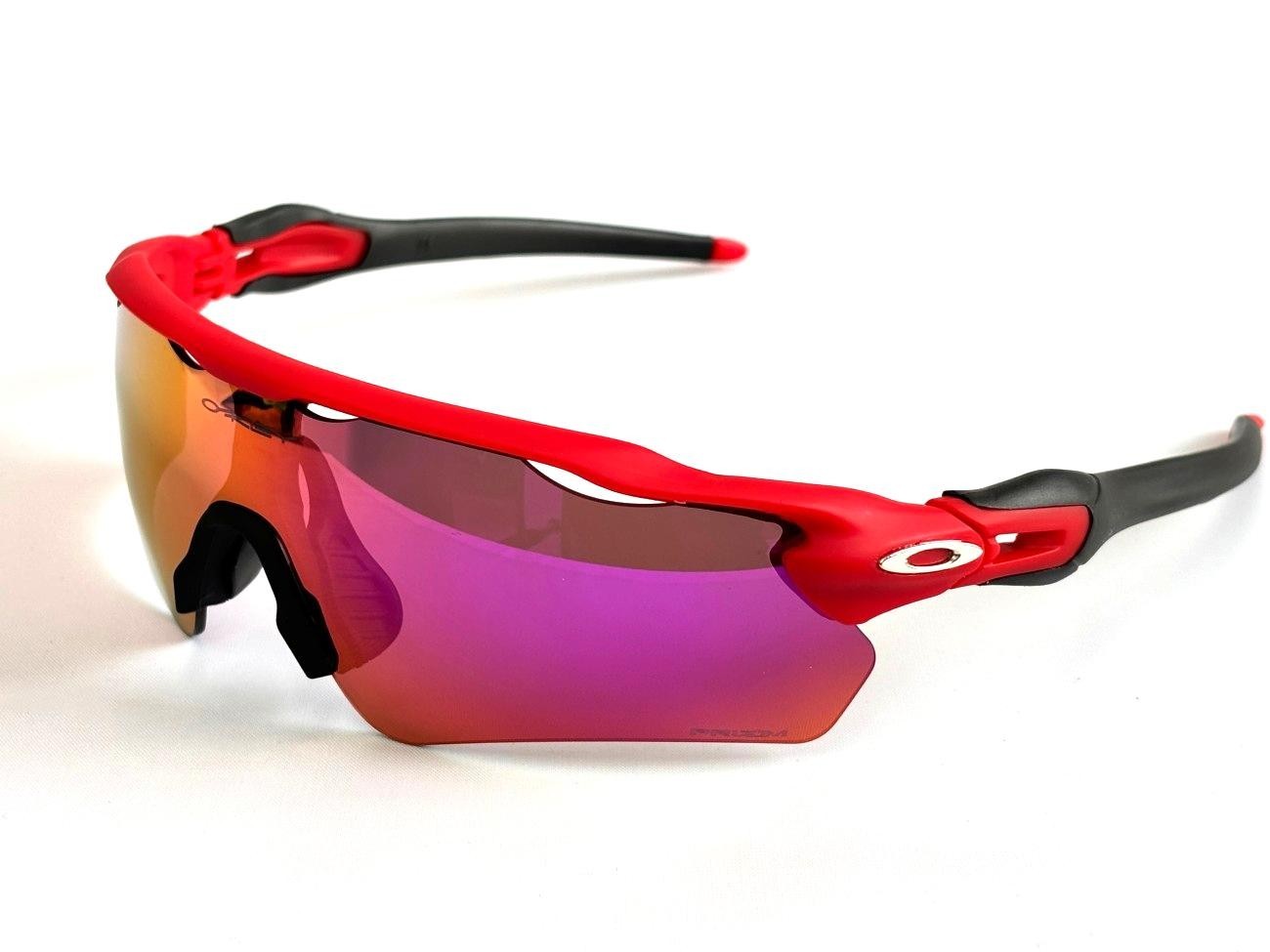 NEW Oakley Radar EV Patn Sunglasses Red Frame Purple Prizm Lenses OO9208