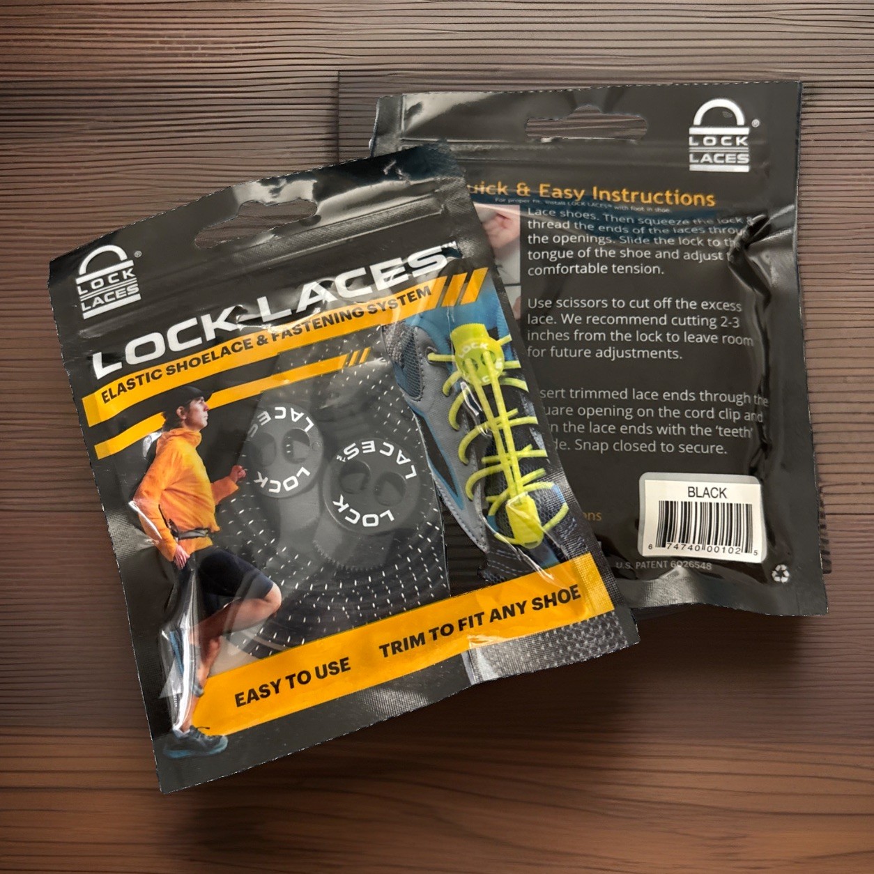 Sealed Lock Laces Elastic No Tie Shoelaces One Size Fits All Lot Of 2 Black