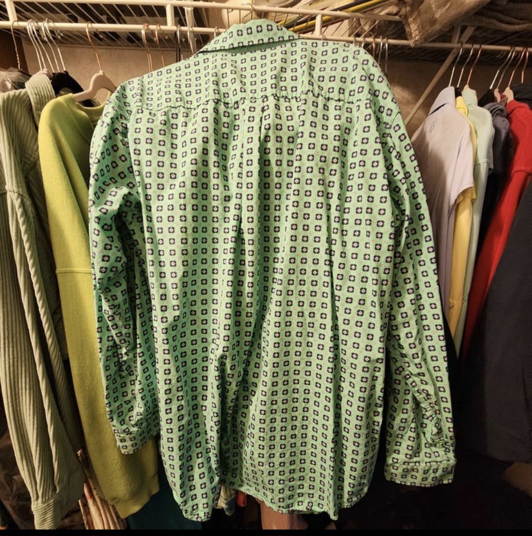 Cinch Men’s 2XL Regular Geometric Green Blue Long Sleeve Button-Up Shirt