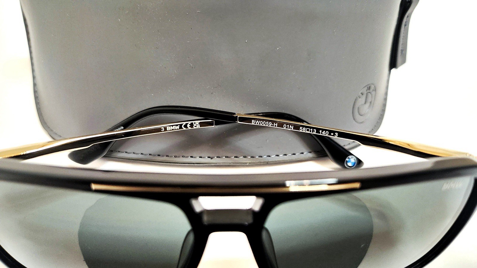 BMW BW0059-H Pilot Sunglasses Black Frame Gray Tinted +3 140mm UV400