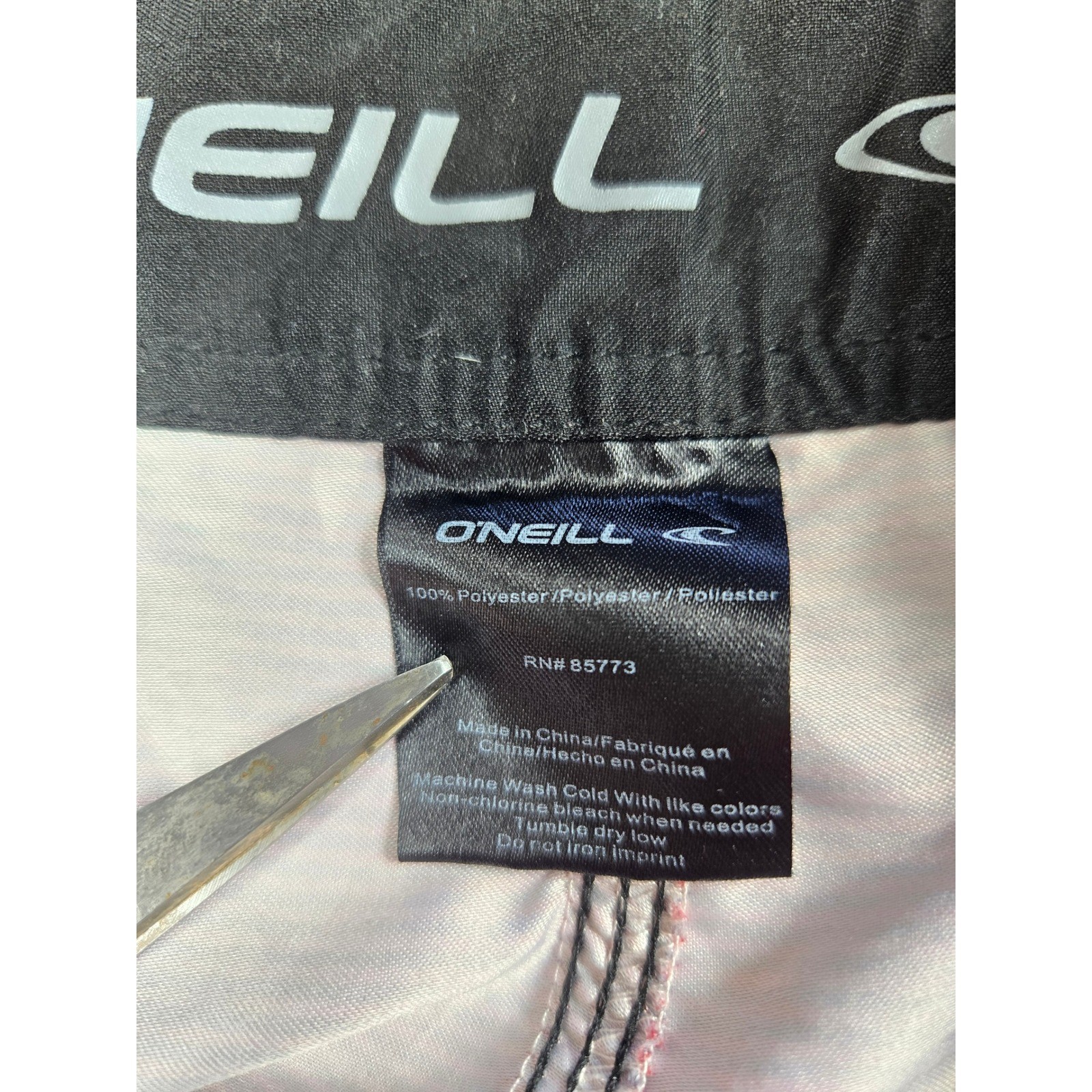ONeill Mens Striped Board Shorts Red Charcoal Grey Cargo Pocket Size 29
