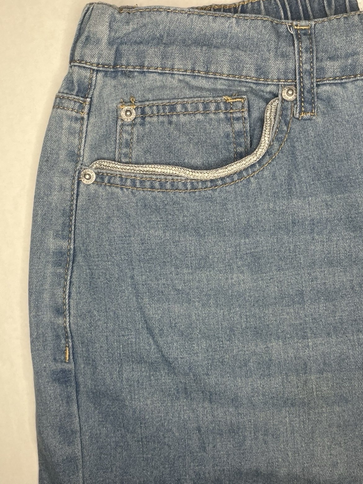 BBG Light Wash Blue Denim Cargo Jeans Solid with Cargo Pockets Girls M