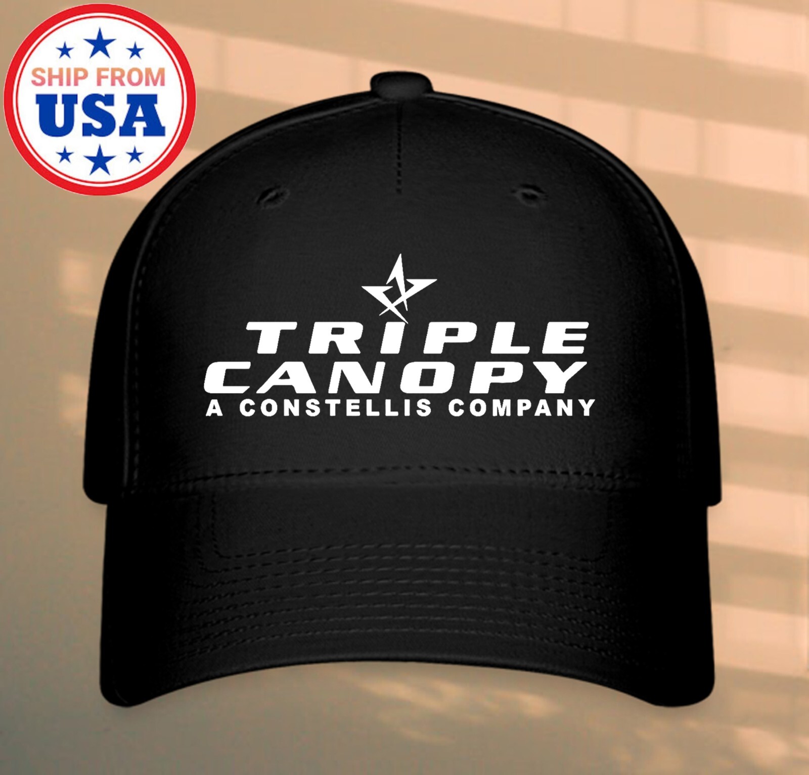 Triple Canopy a Constellis Company Black Hat Baseball Cap Size S/M & L/XL