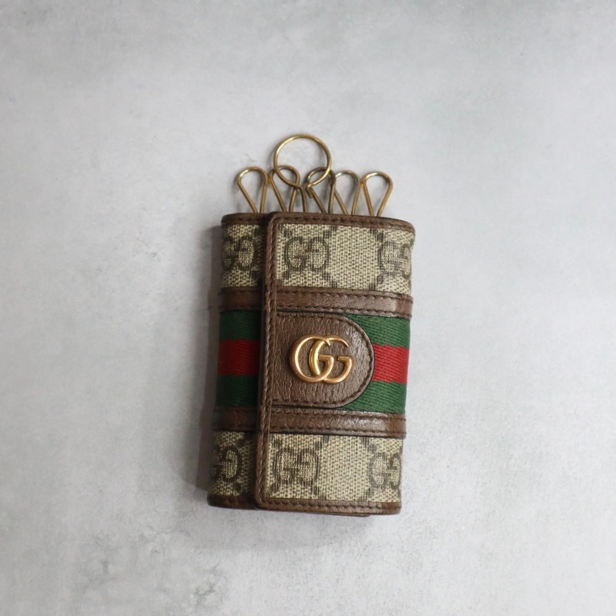 GUCCI Ophidia GG Marmont 6 Key Holder Case Brown Beige 603732
