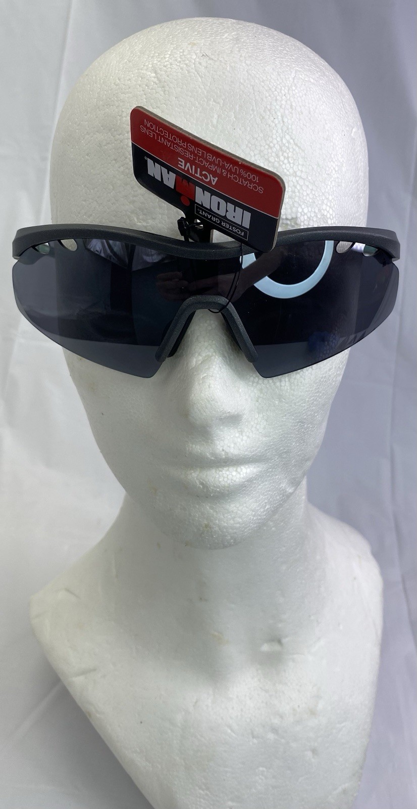 NEW Foster Grant IRONMAN QQ12 GRY/BLU MIR Wrap Sunglasses 100% UVA/UVB🔥