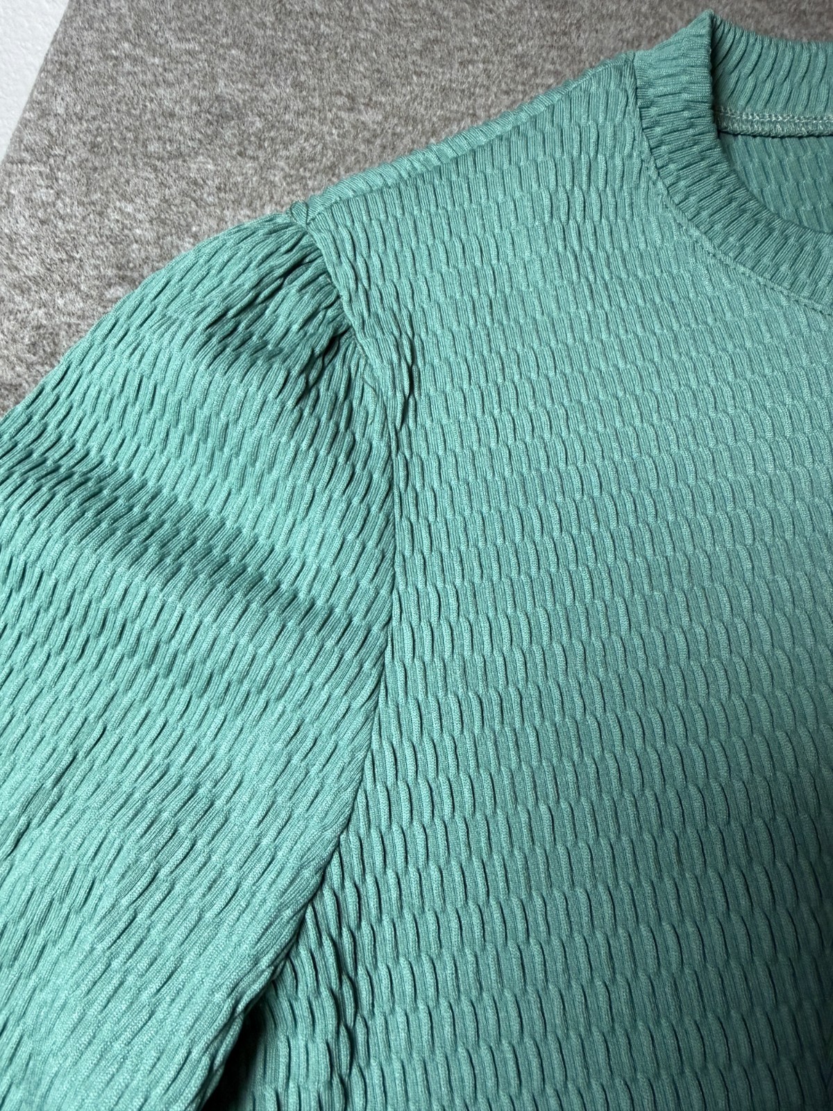 Stylive Teal Textured 2-Piece Boutique Lounge Set Top Pants Medium Made in USA