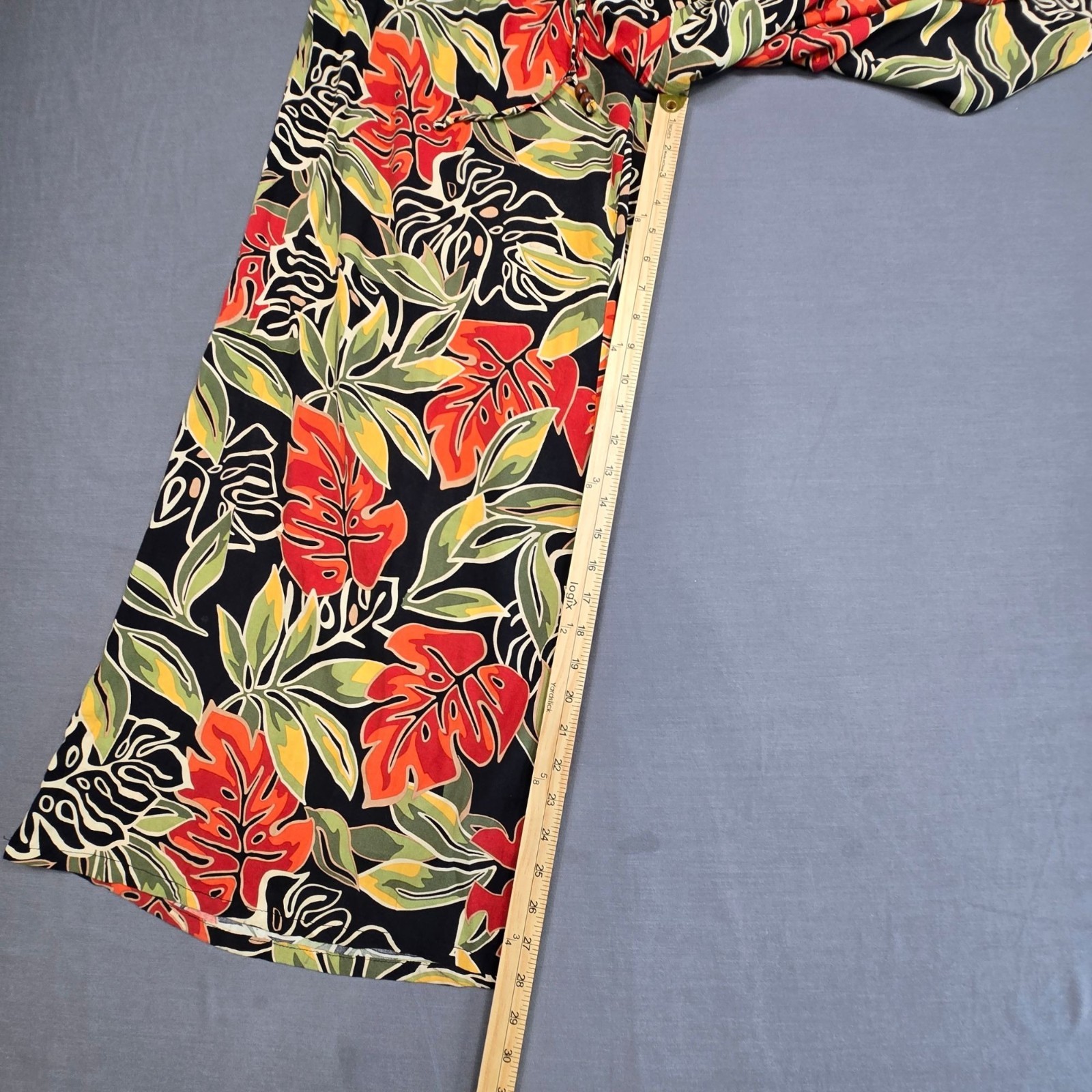 Panama Jack Medium Wide Leg Pants Black Tropical Leaf Print Casual Elastic Waist