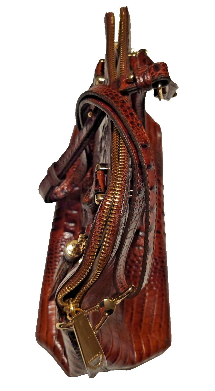Brahmin SYDNEY PECAN Melbourne Satchel Shoulder Bag Brown Croc-Embossed NWT