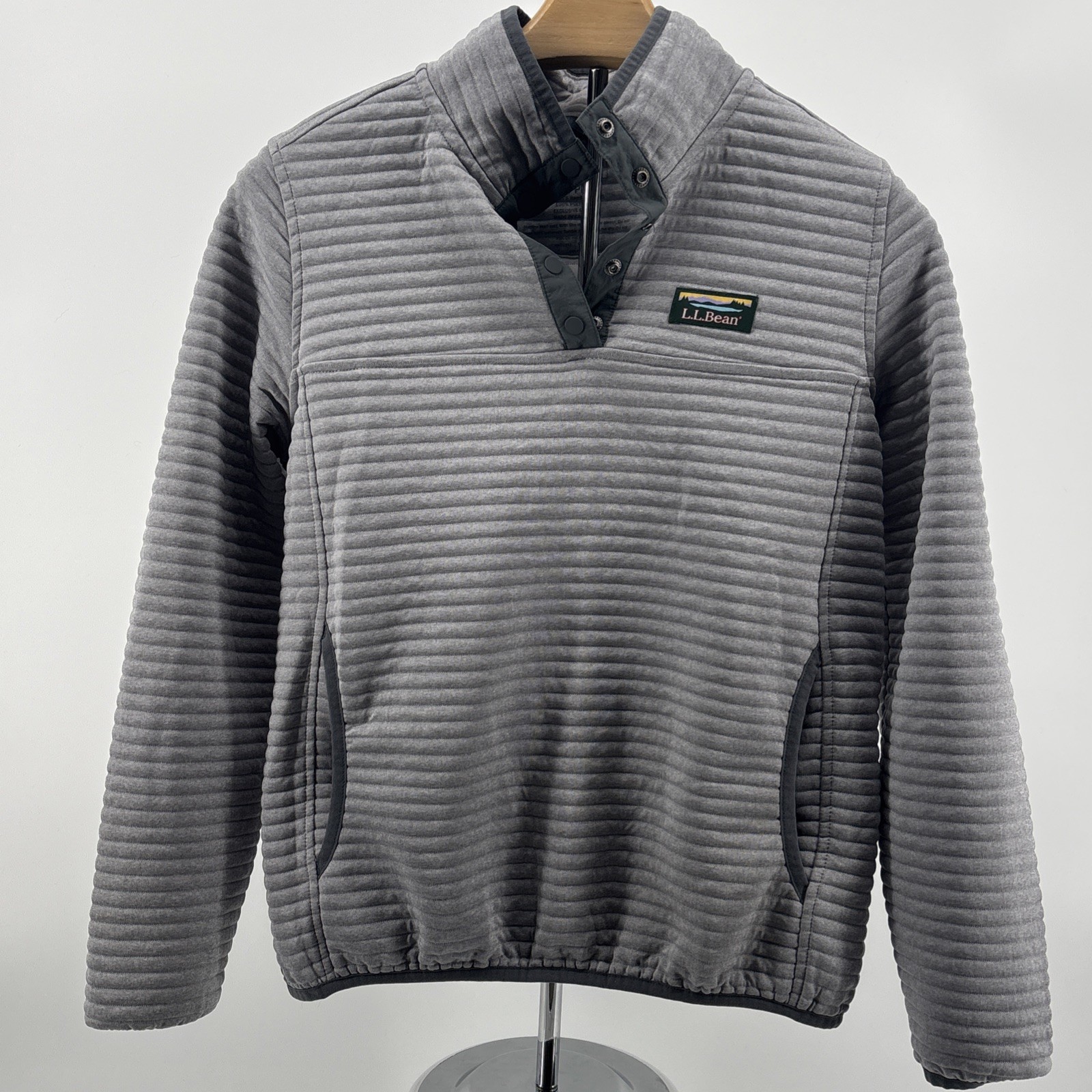 LL Bean Sweater Womens XS PET Airlight Knit Pullover Quarry Gray Heather 506835