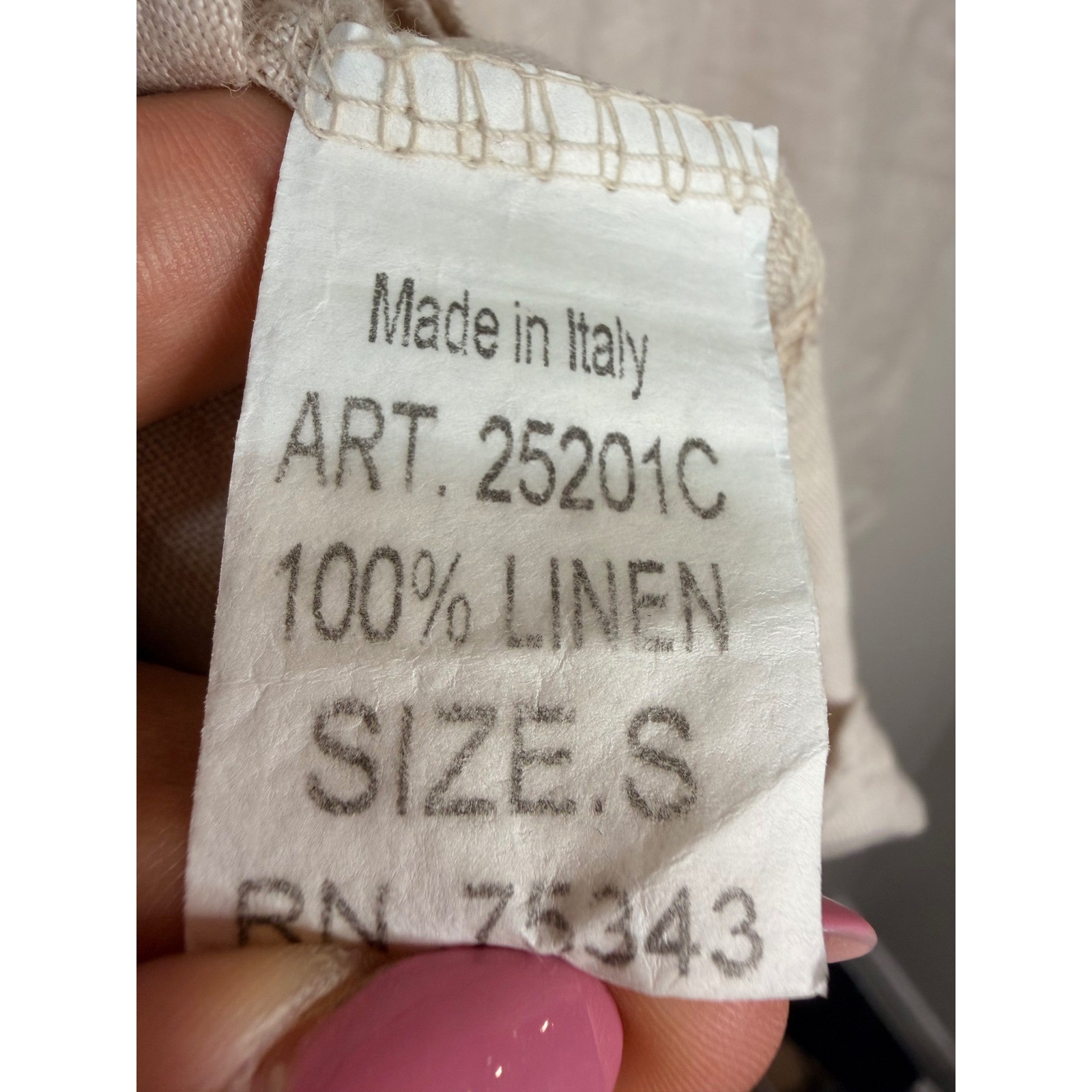 #5 VALENTINA NALDI Sz. Small Beige 100% Linen Made in Italy skirt w: 27″ – 29″