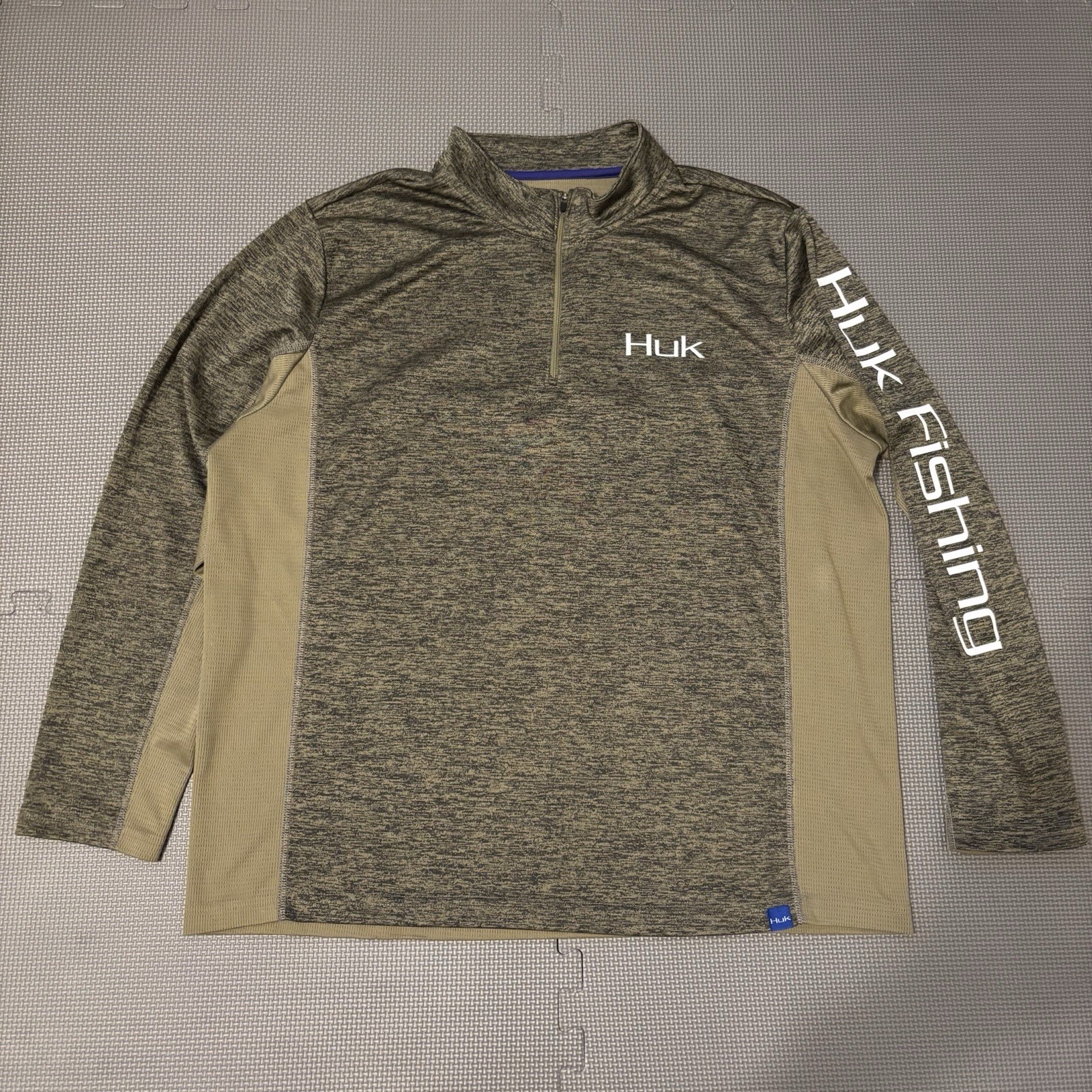 Huk Shirt Mens XL Performance Quarter 1/4 Zip Long Sleeve Green Fishing