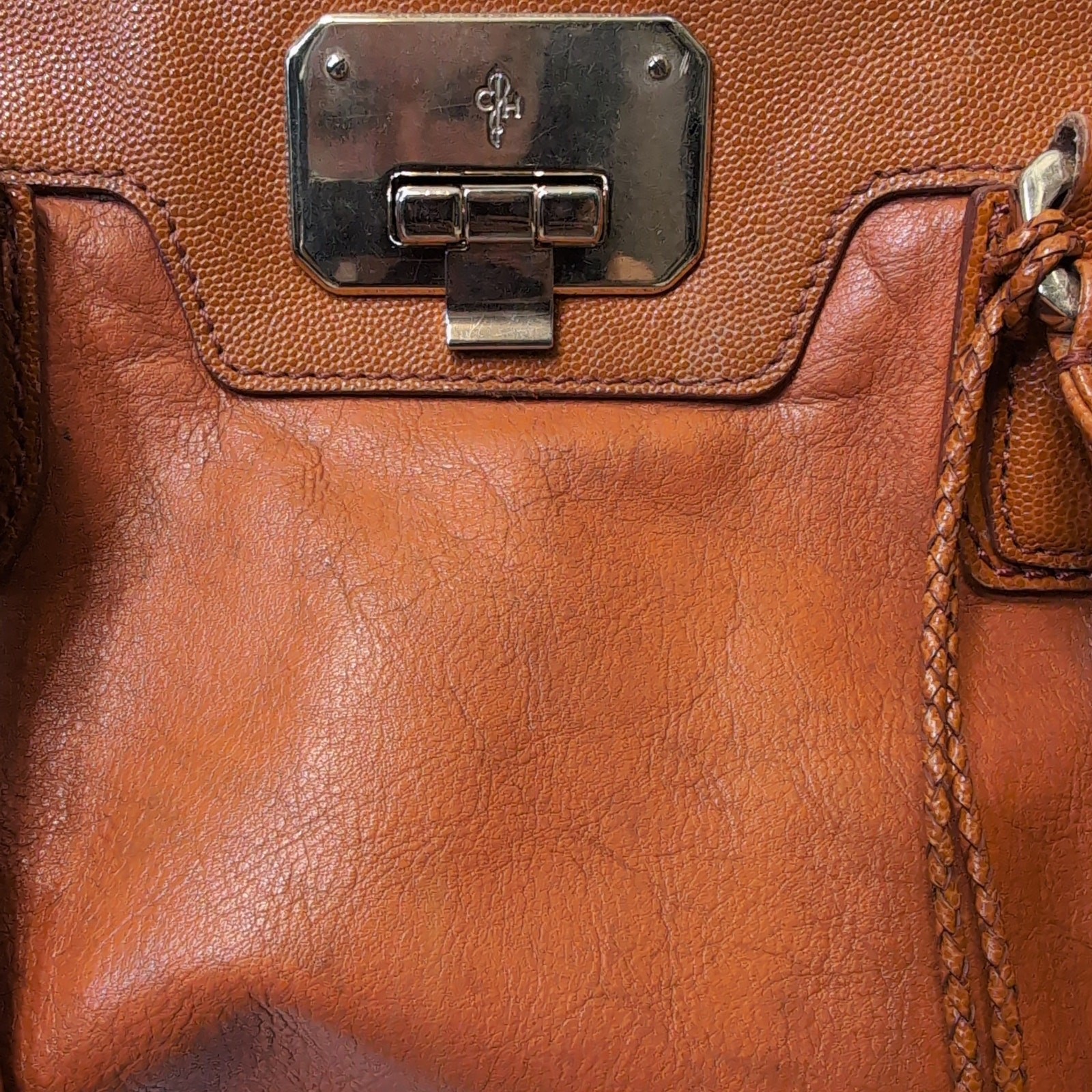 Leather Satchel Handbag Designer Orange Boho