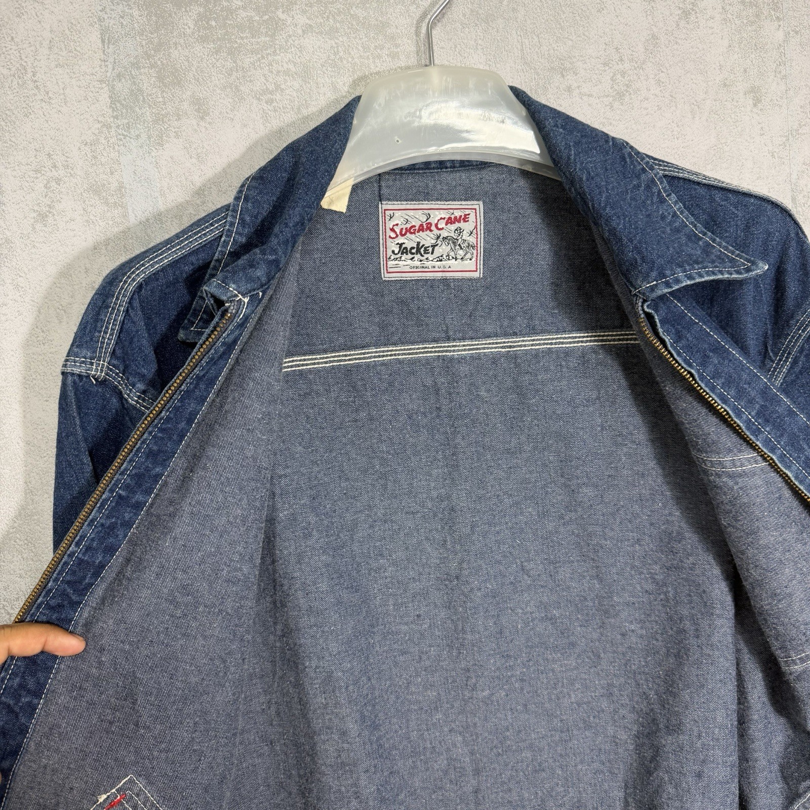 Vintage Vtg Sugar Cane Denim Zip Jacket Large Mens Selvedge Iron Heart Momotaro
