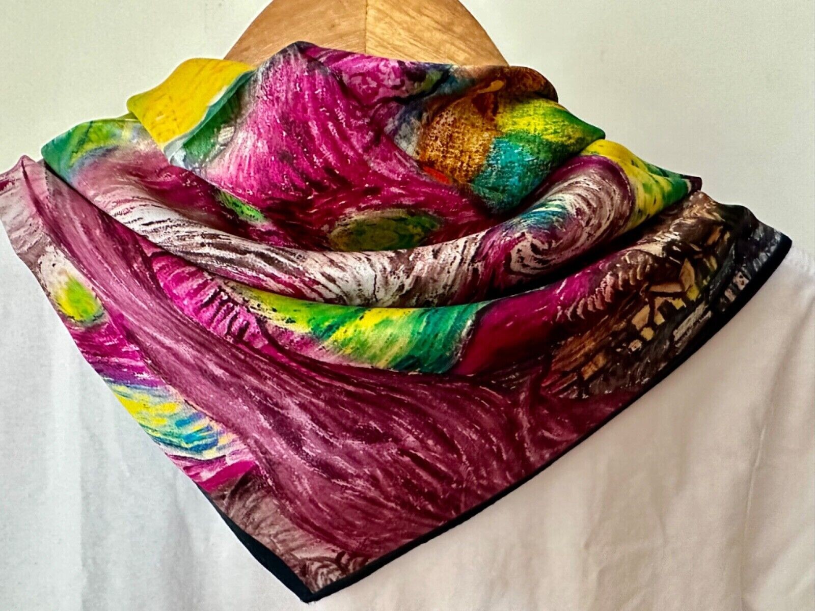 27″X27″Van Gogh Oil Painting Print Pure Mulberry Satin Silk 14momme Scarf68x68cm