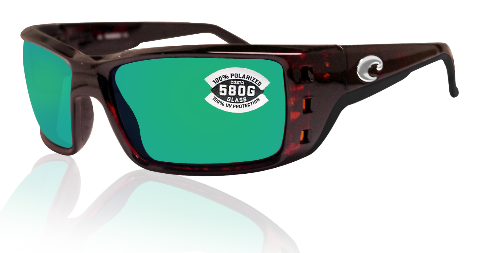 Costa Del Mar Permit Tortoise Frame Green Mirror 580G Glass Polarized Lens