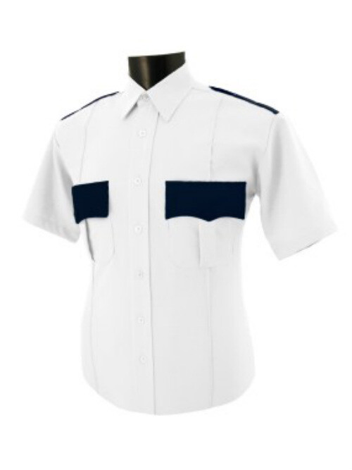 Two Tone white and black uniform polyester shirt short Sleeve