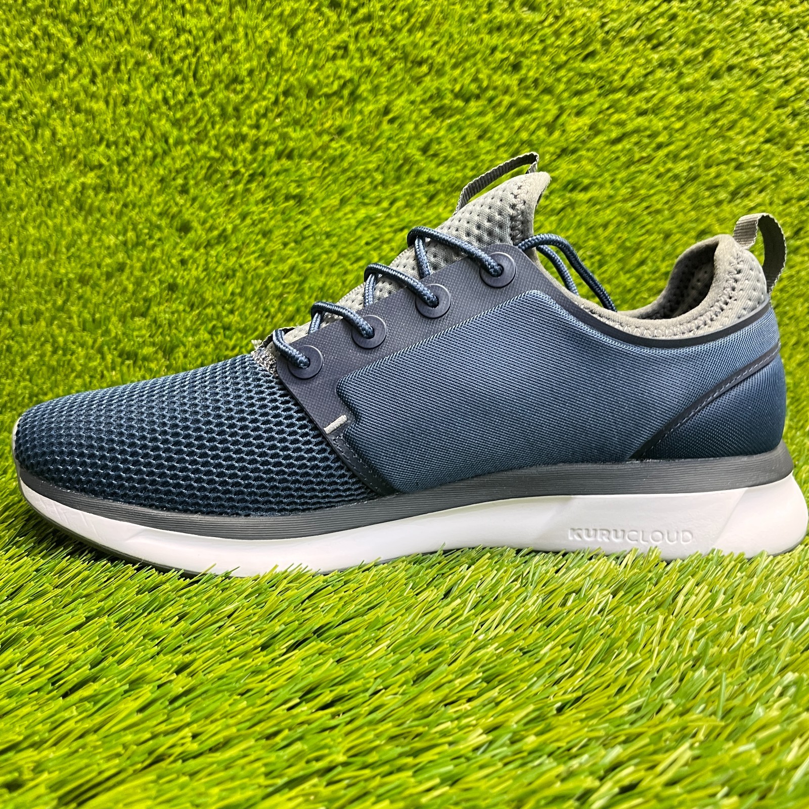 Kuru Atom Mens Size 9 Blue Gray White Athletic Running Walking Shoes Sneakers
