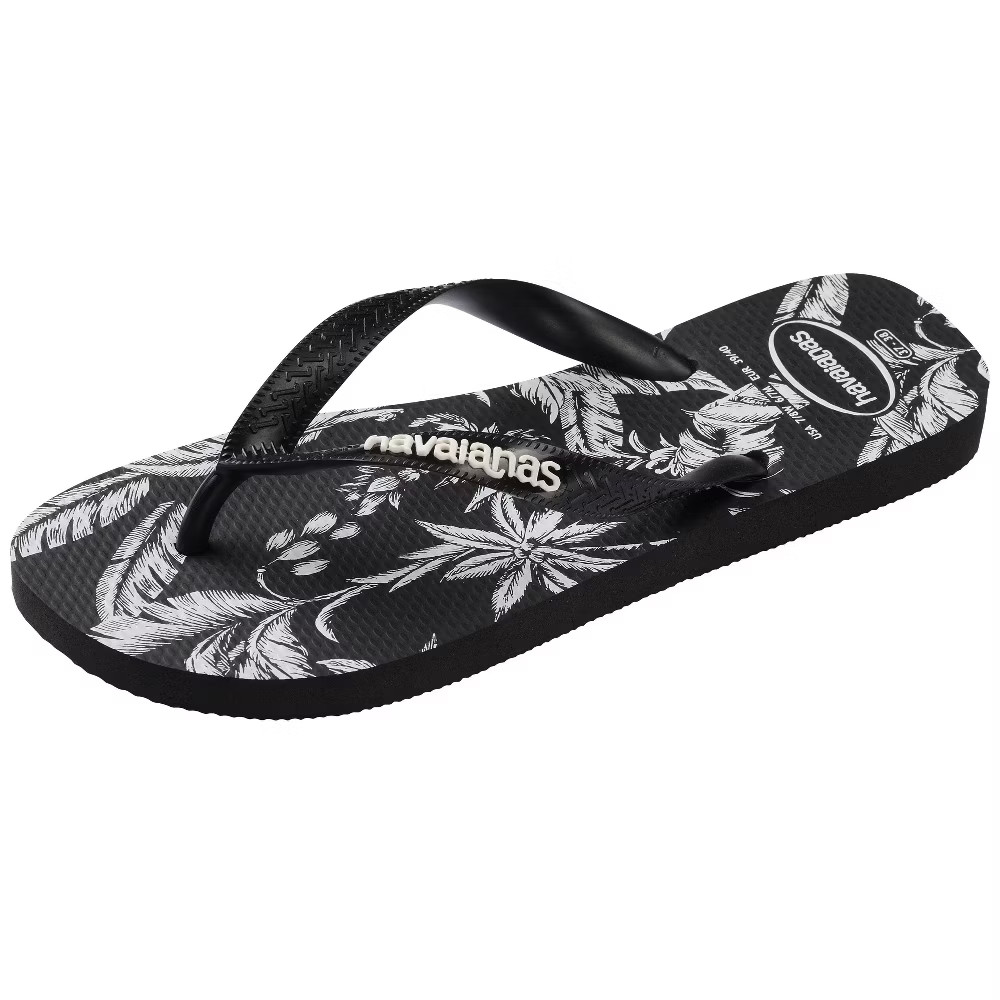 Havaianas Women Logo Flip Sandals – Black/White Print 7-8
