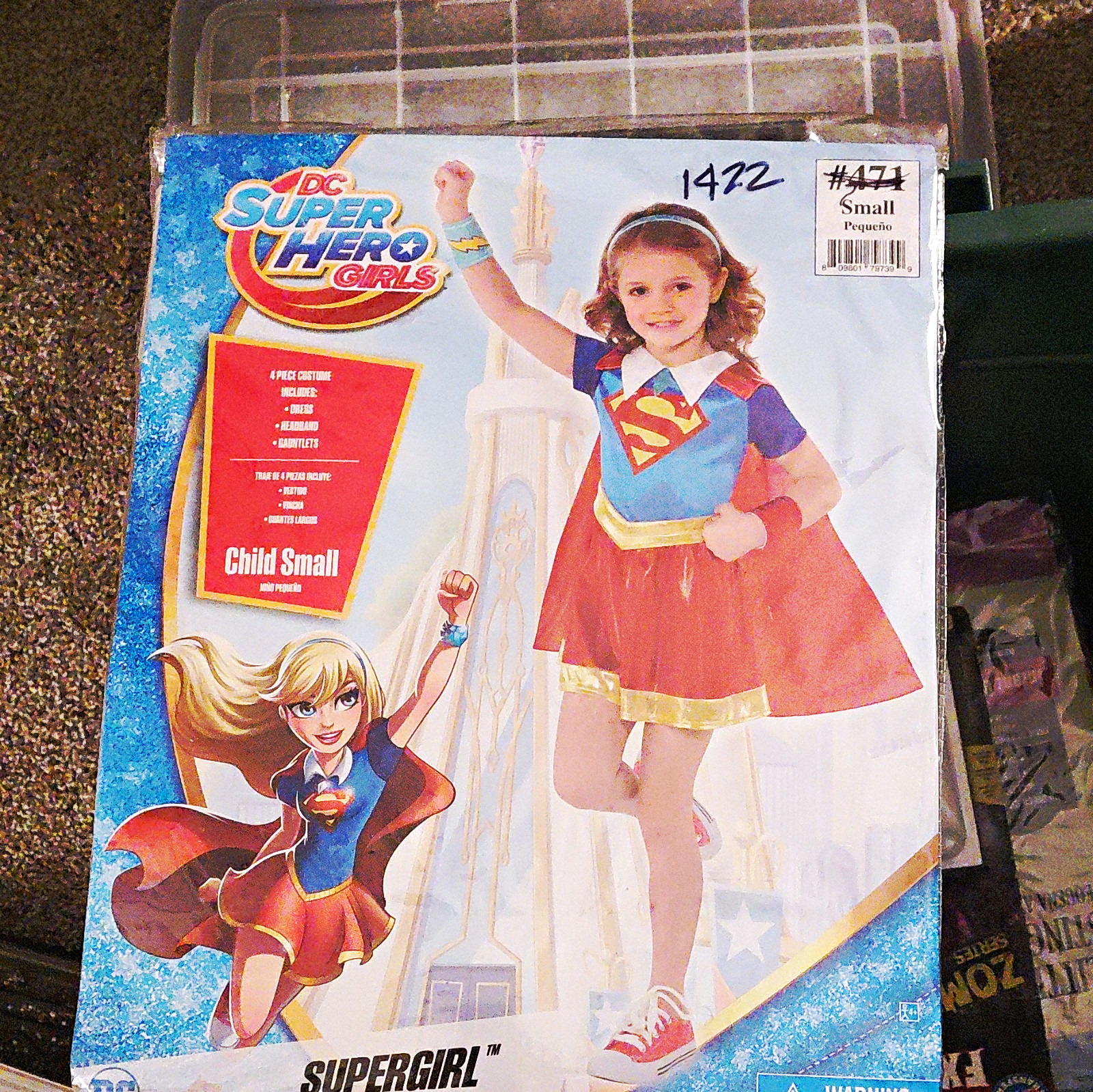 DC Super Hero Girls Supergirl Child Size S Complete Costume Outfit Cape Set