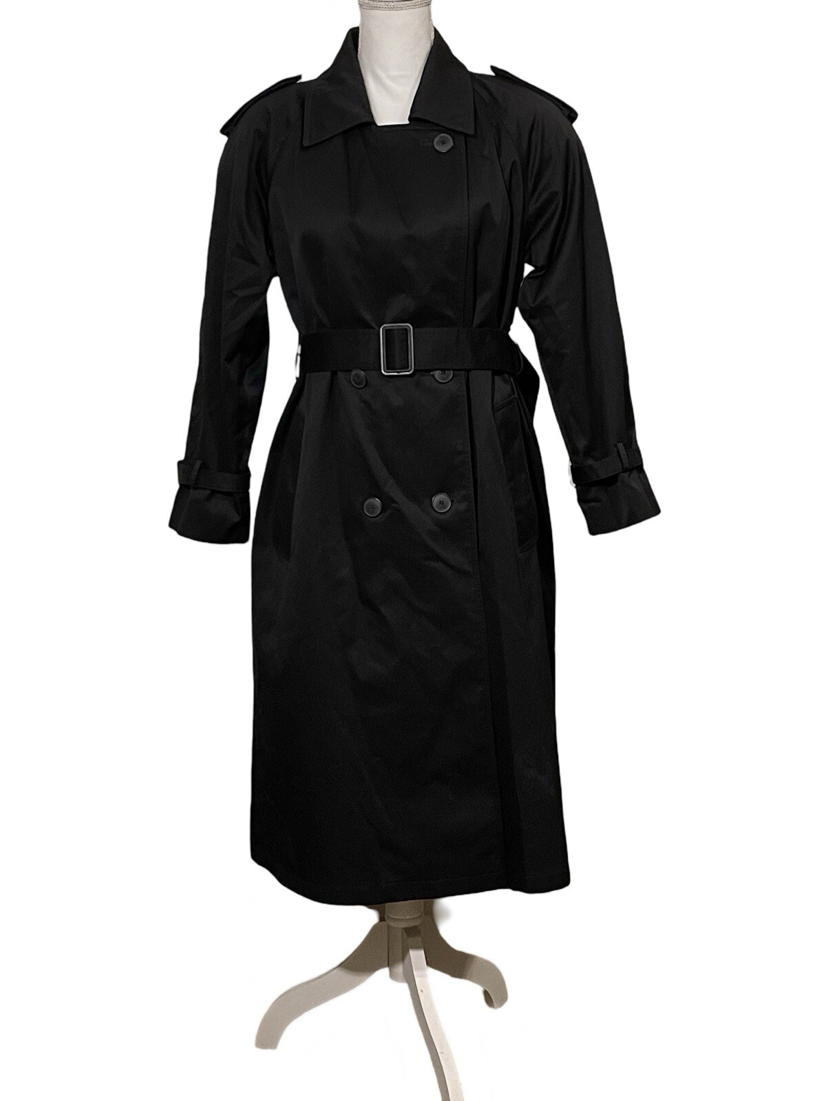 JOHN WEITZ Black Double Breasted Removable Lining Trench Coat Women’s Sz 4P VTG