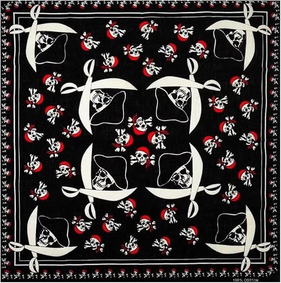 Bycc Bynn 4-Pack 100% Cotton Bandana Set, Vintage Graphic Print, 22×22 inches