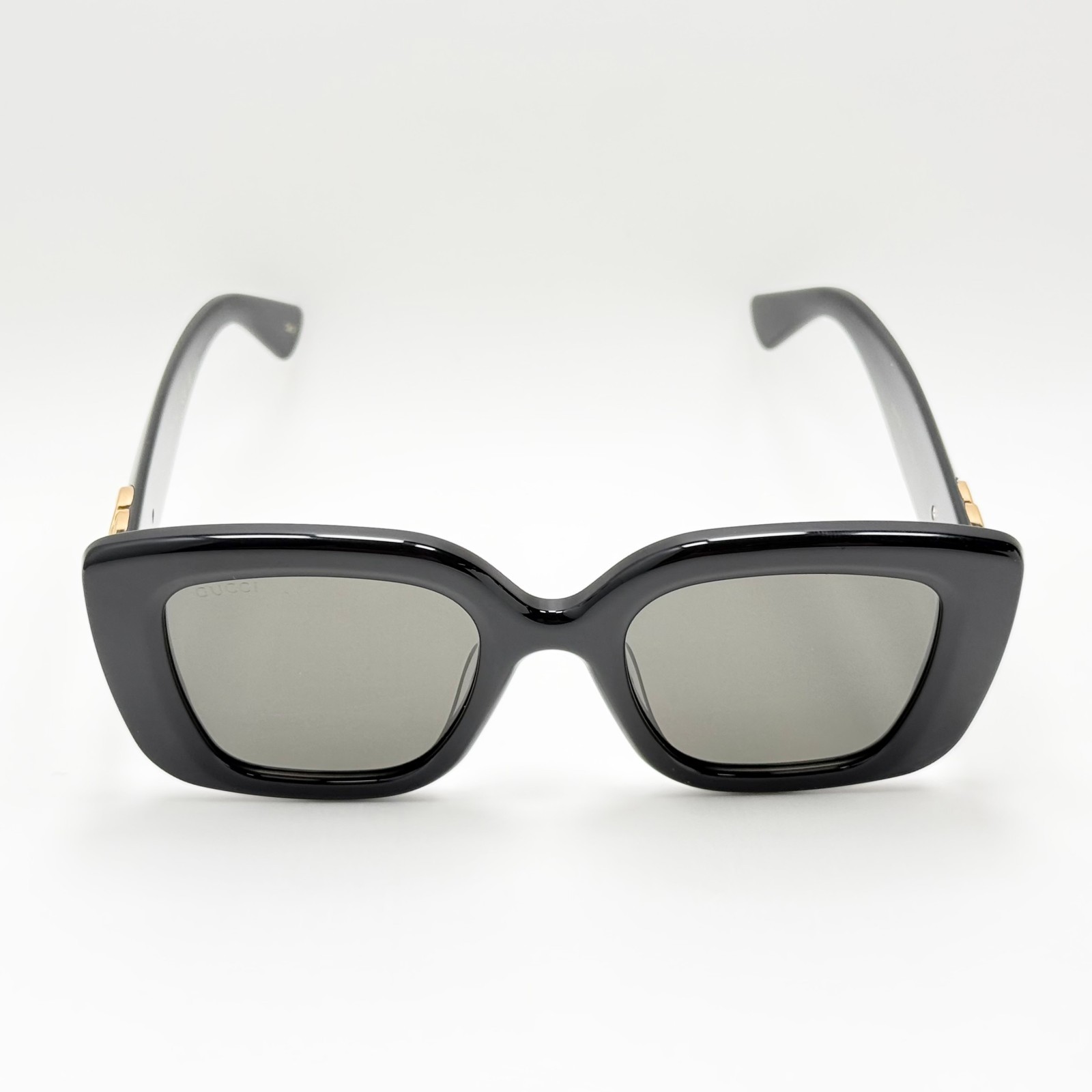 Gucci GG1975S Sunglasses Black Frame Grey Lens Square Women 51mm Italy New