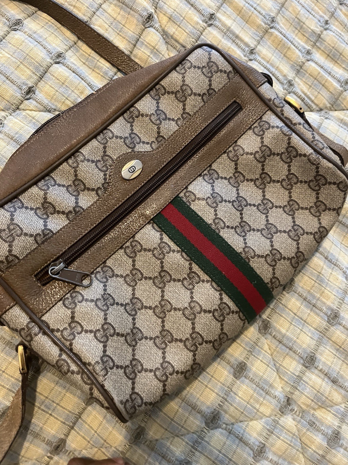 GUCCI GG Ophidia Sherry Web 1970 Canvas Camera Bag Beige PVC (SEE DESCRIPTION )