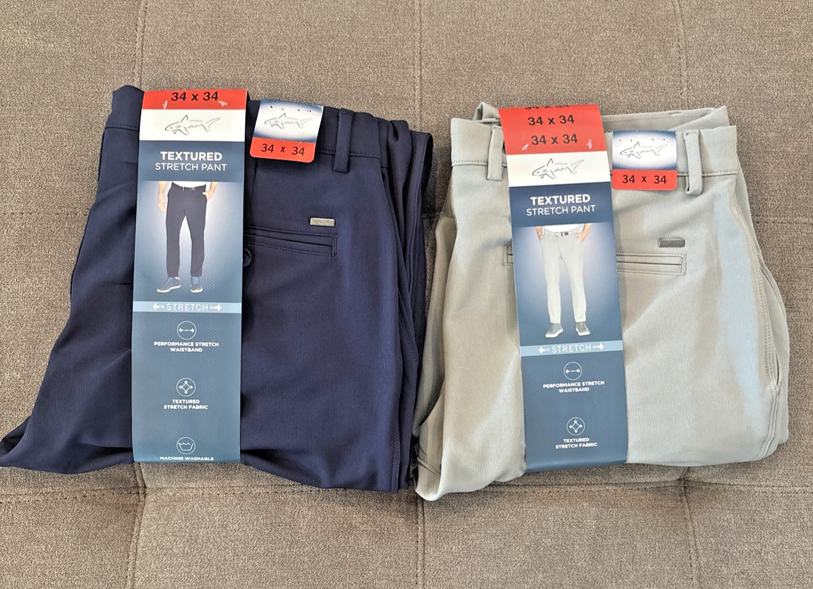 Greg Norman Shark Men’s Golf Pants 2-Pack Stretch in Navy & Gray (NWT)