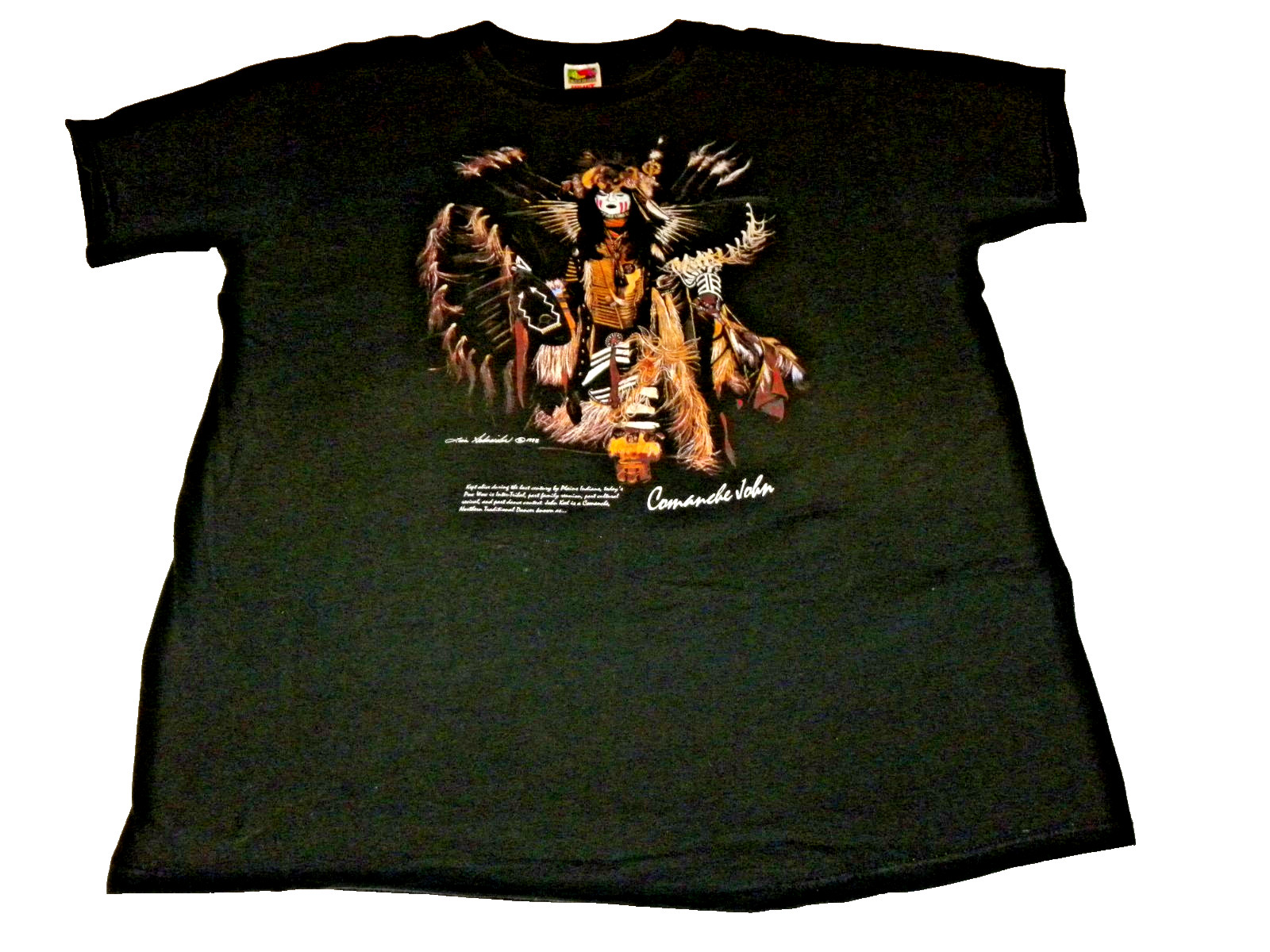 Vintage 90s “Comanche John” Pow Wow Dancer T‑Shirt – Tim Washburn Art – XXL