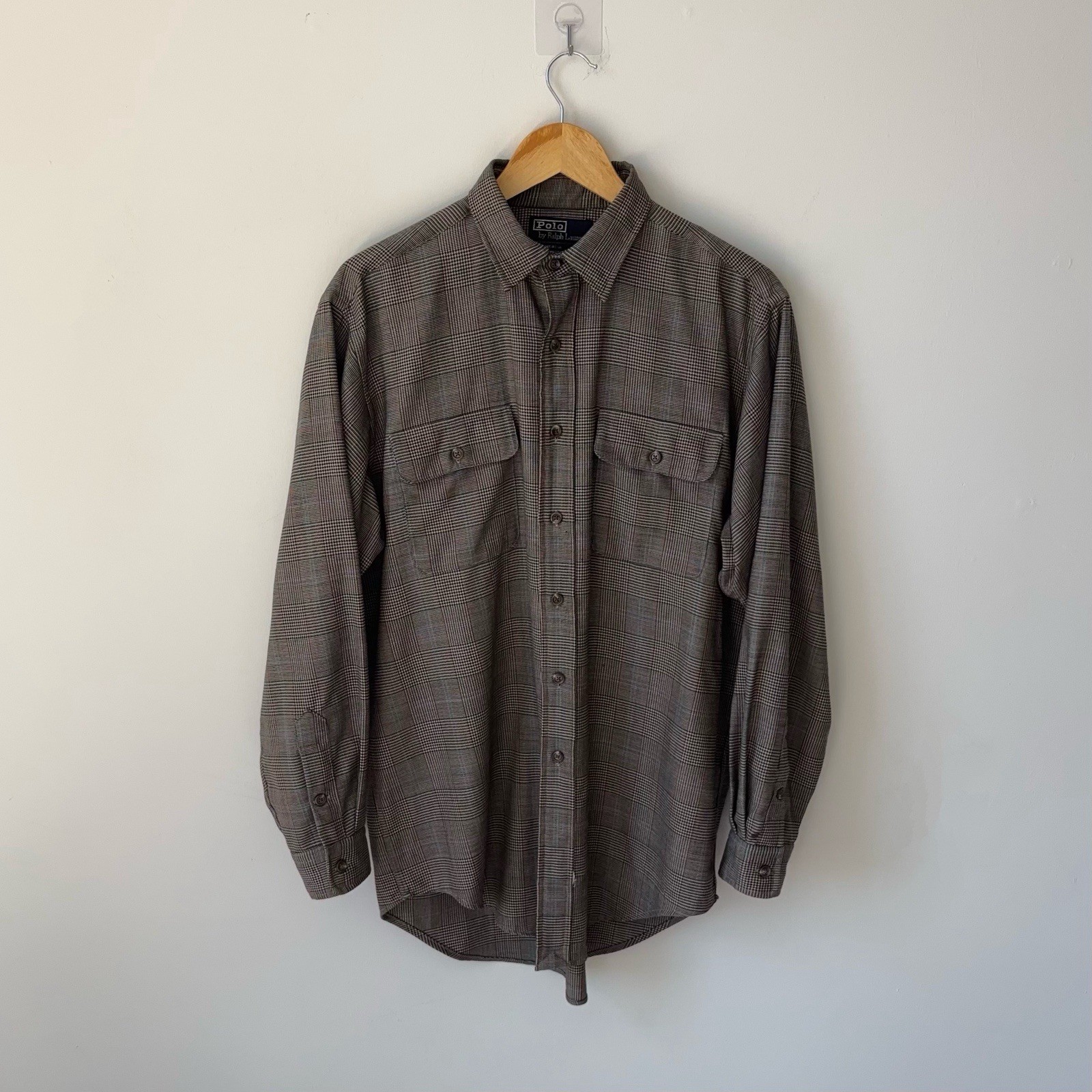Vintage Polo Ralph Lauren 100% Wool Utility Shirt Men’s M Houndstooth MiUSA