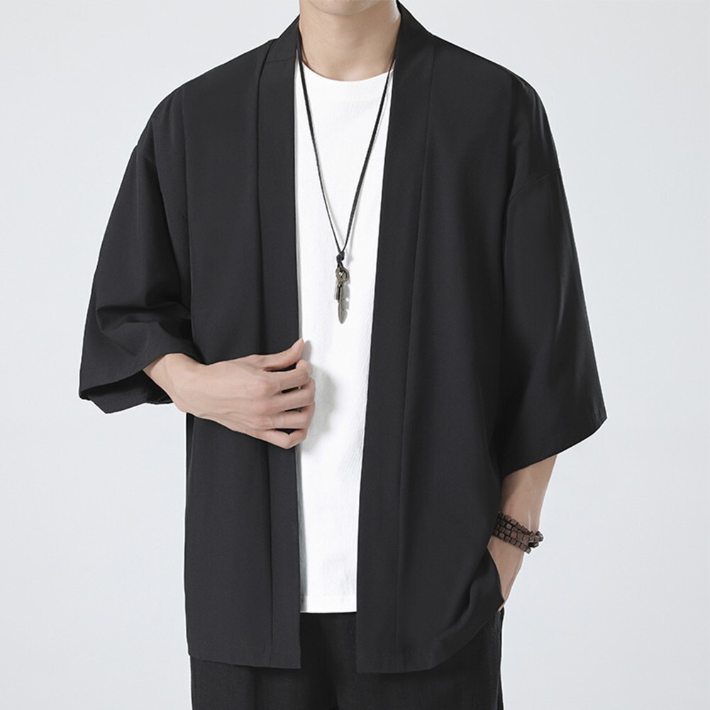 Comfy Fashion Shirt Jacket Yukata 3/4 Sleeve Cardigan Coat Japanese Kimono