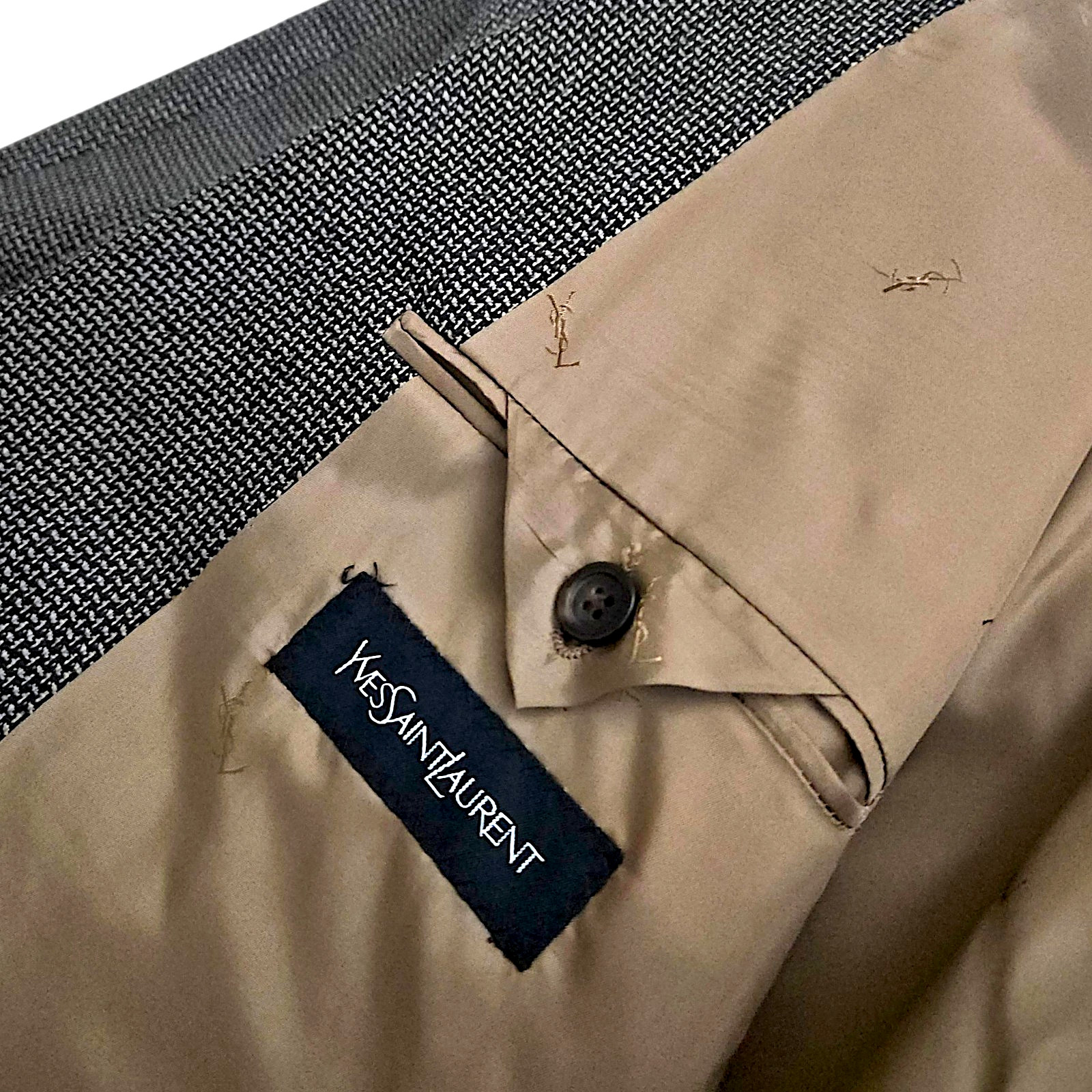 Yves Saint Laurent YSL Mens 44 L Blazer Sport Coat Jacket Woven Worsted Wool