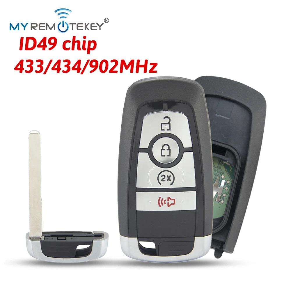 smart key 4 button 433/434/902MHZ ID49 NXP original chip NCF2951F for Ford