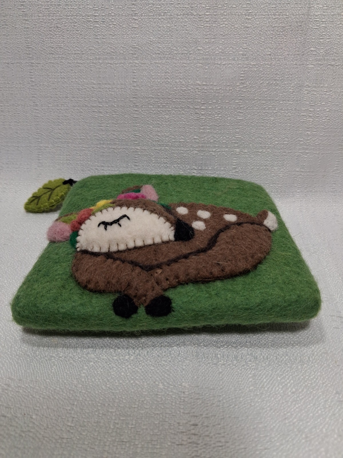 Original Wild Woolies Fawn Handmade Wool Felt Coin Purse Wallet Pouch Deer