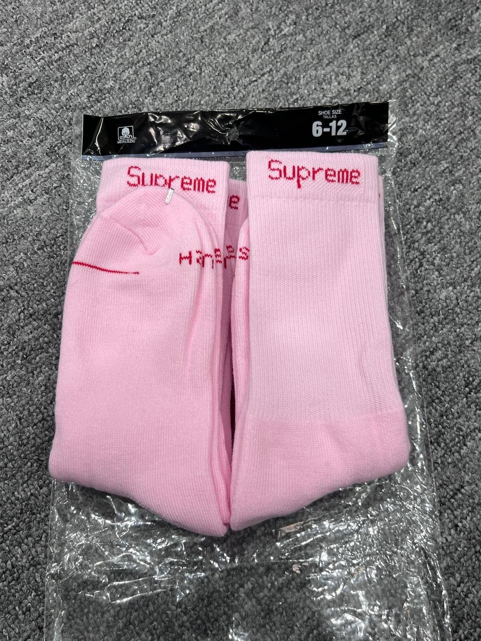 Supreme Hanes Pink Crew Socks 4 Pack Size 6-12 Unisex Streetwear