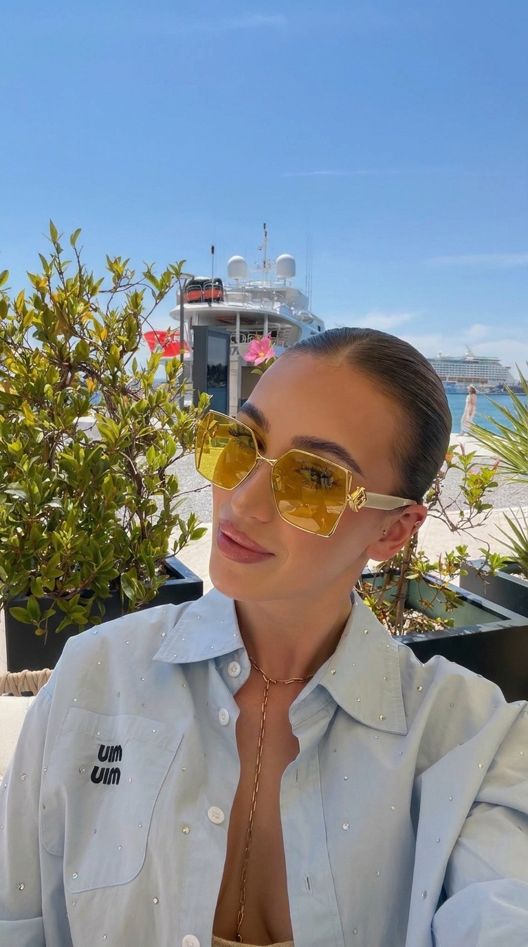 Fendi FF40220 Oversized Sunglasses Gold Logo 63-18-140 Women