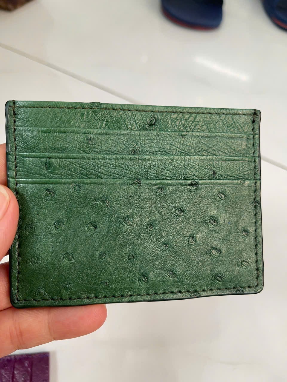 Green GENUINE OSTRICH LEATHER SKIN CREDIT CARD HOLDER/ CARD HOLDER FOR MEN