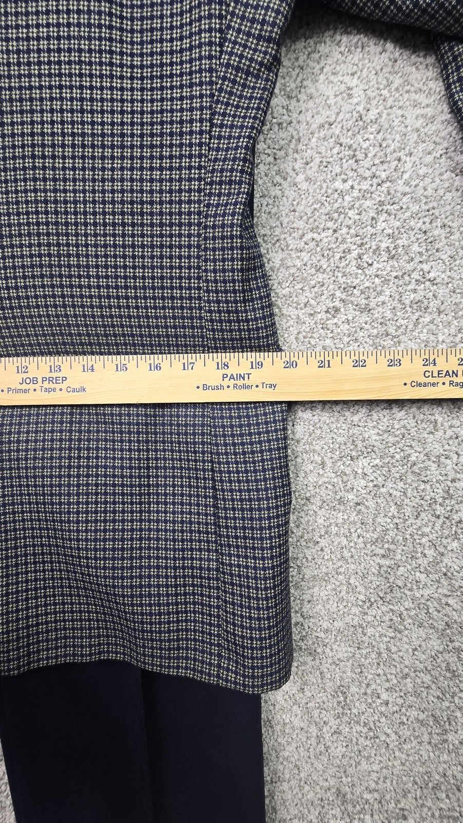 Vintage Corporate Image Suit Mens 44 Gray Blue Plaid Wool Sport Coat Pants 32×29