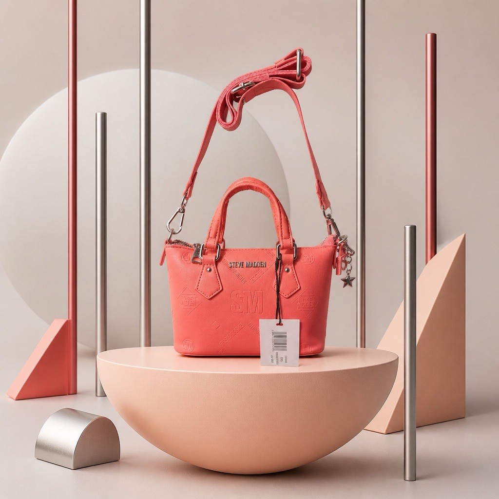 Steve Madden Mini Satchel Crossbody Bag Coral Pink w Detachable Strap NWT