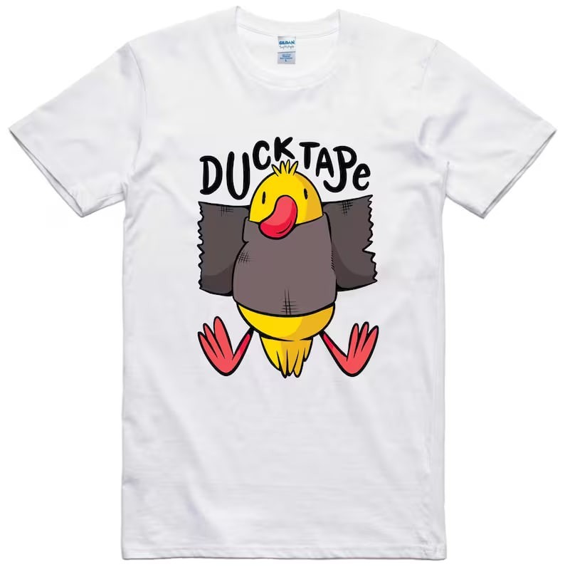 Funny T Shirt Duck Tape Print Regular Fit 100% Cotton Tee