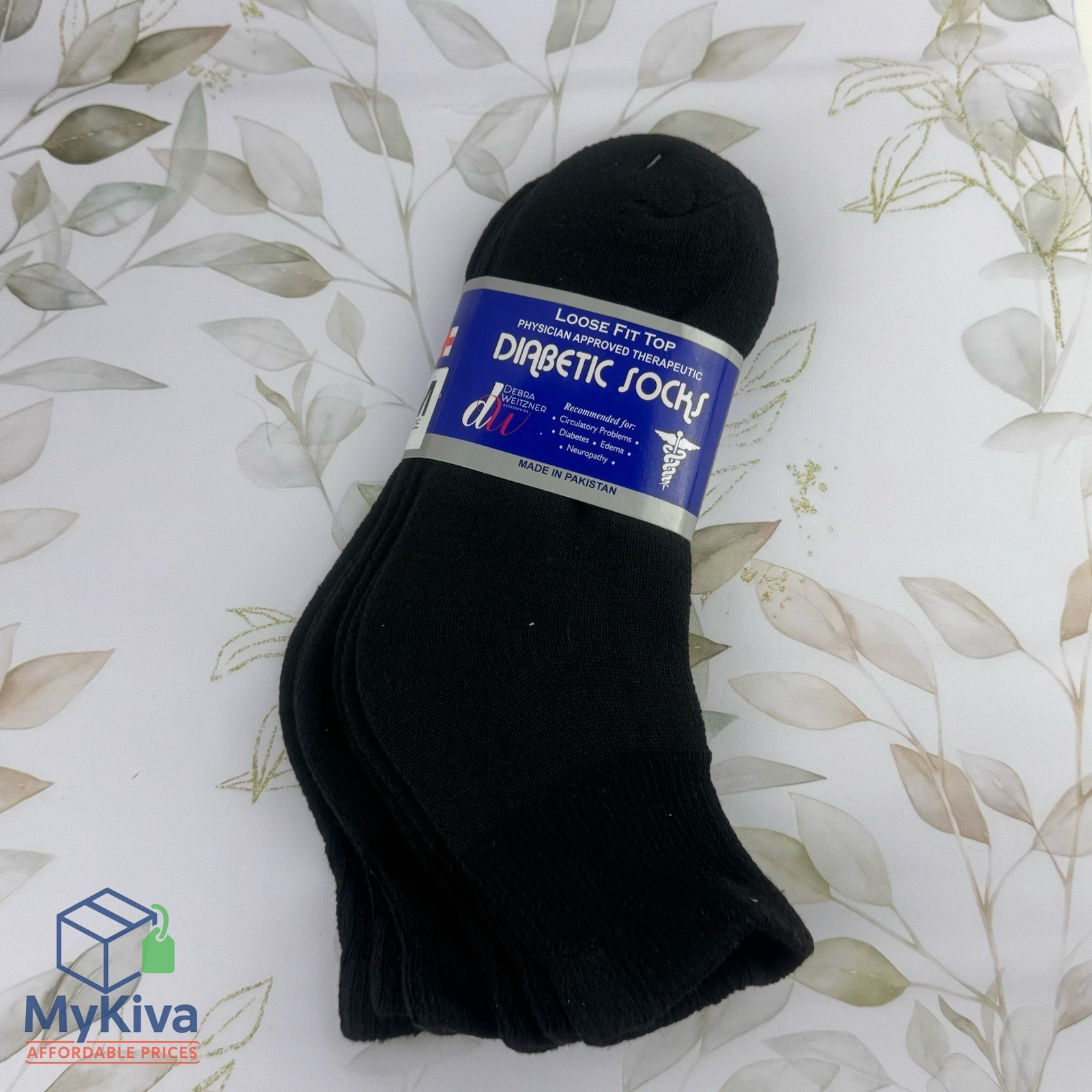 Diabetic ankle socks men black size 10-13 circulatory health cotton 3 pair pack