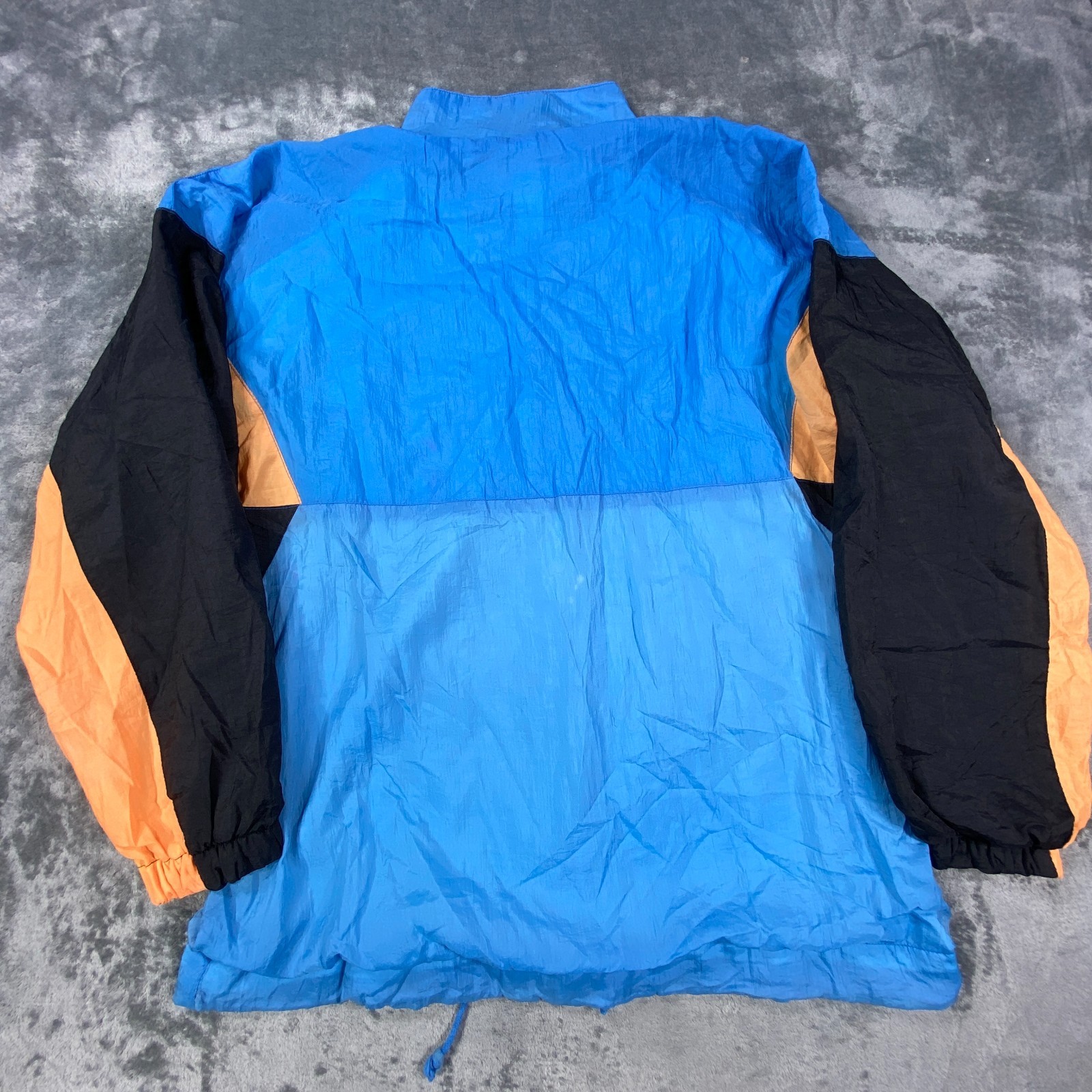 Jordache Jacket Mens L Blue Colorblock Retro USA 1/4 Zip Mock Neck Train Vintage