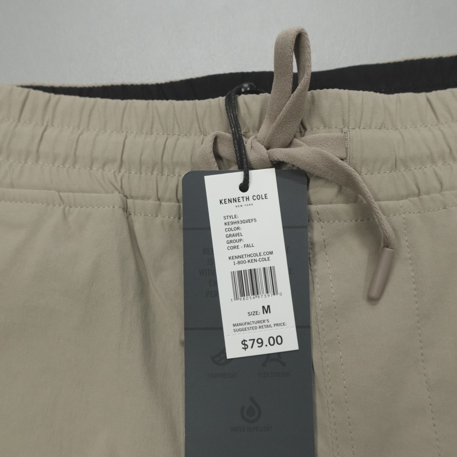 Kenneth Cole Active Men Cargo Joggers Lightweight Stretch Water Repellent Gravel