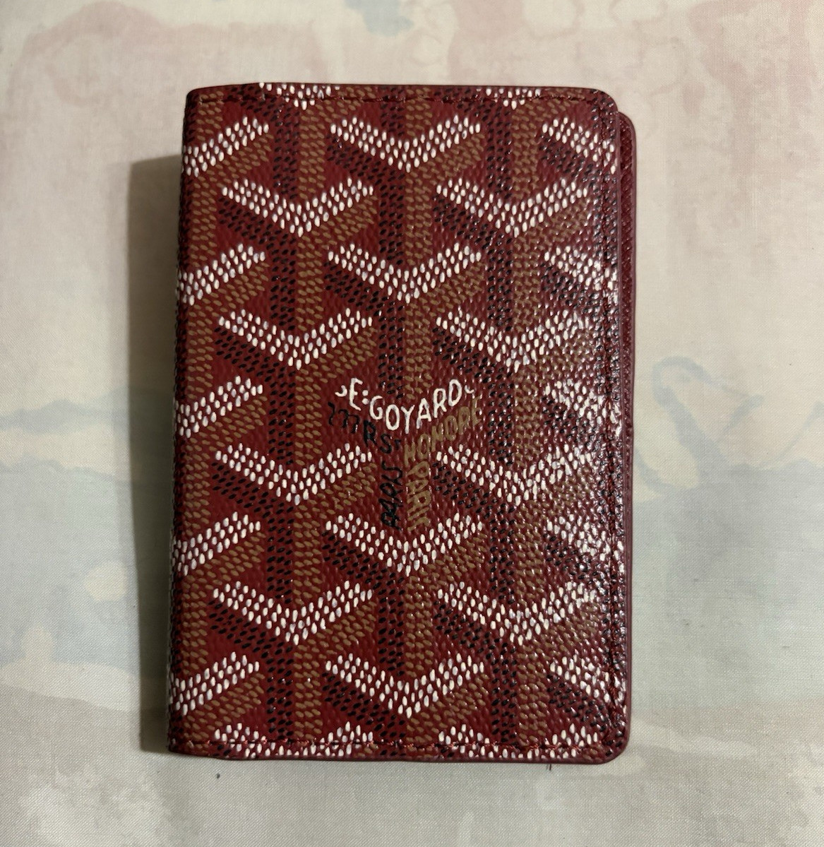 Goyard Burgundy Chevron Leather ID/Document Holder Wallet for Women