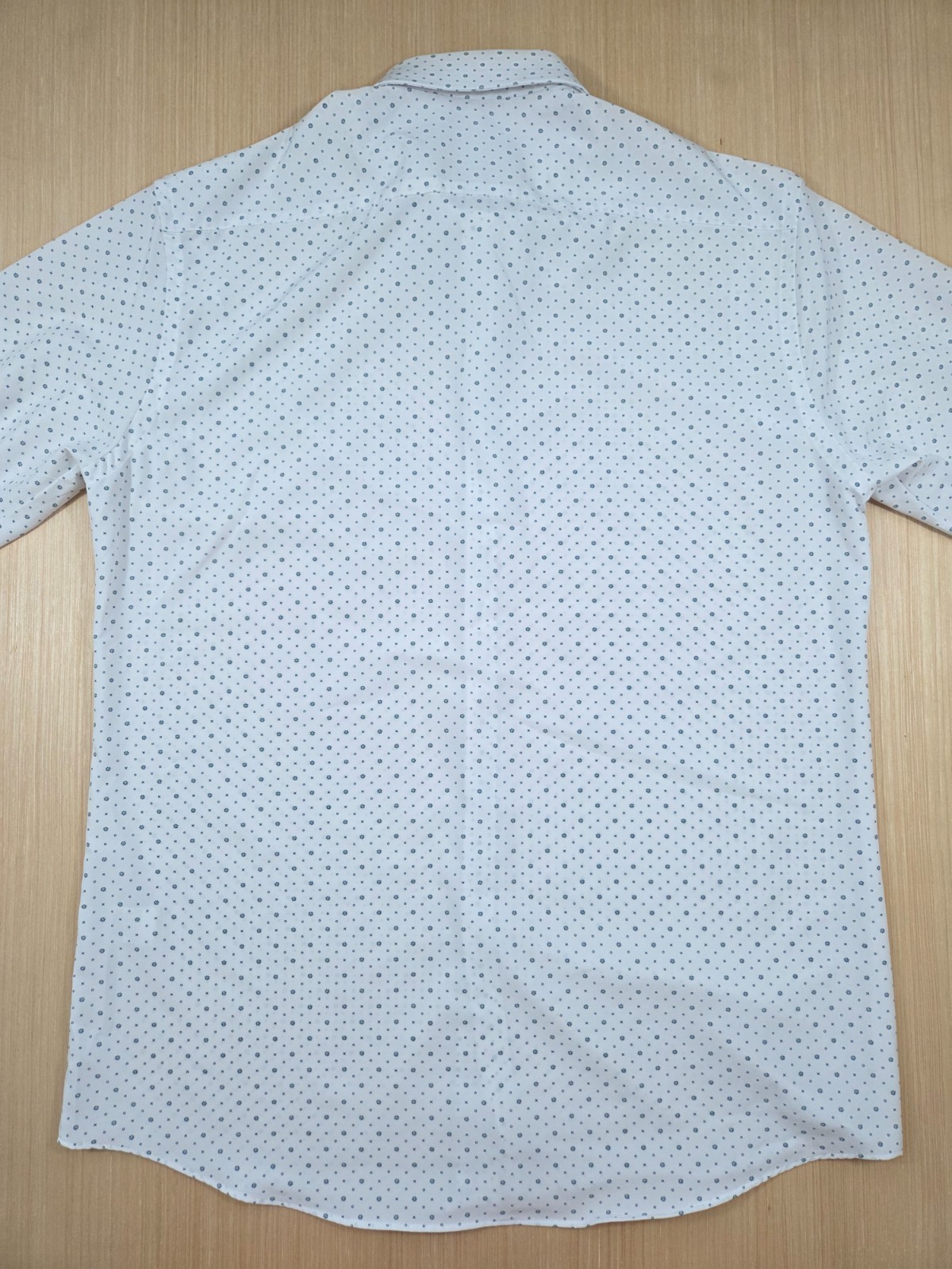 Haggar Smart Wash Slim Fit Shirt Men’s 16-16 1/2 34/35 White Dark Green Print